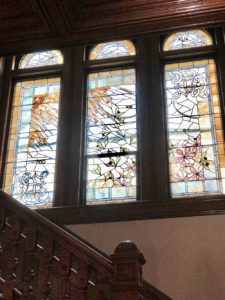 Stunning Stained Glass Panels of Castle La Crosse B&B along the Grand Staircase. In case you were wondering, no stained glass in the attic!